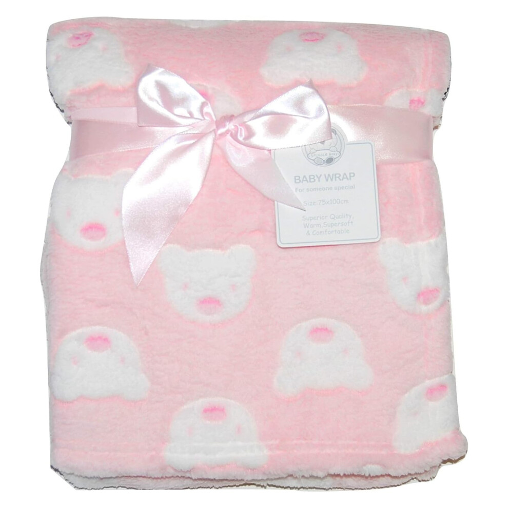 (Pink) Baby Boy-Girl Soft Fleece Wrap Blanket