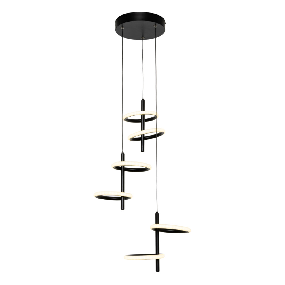 Litecraft Black (Ceiling Pendant) Geo Led Ring Lights - Matte