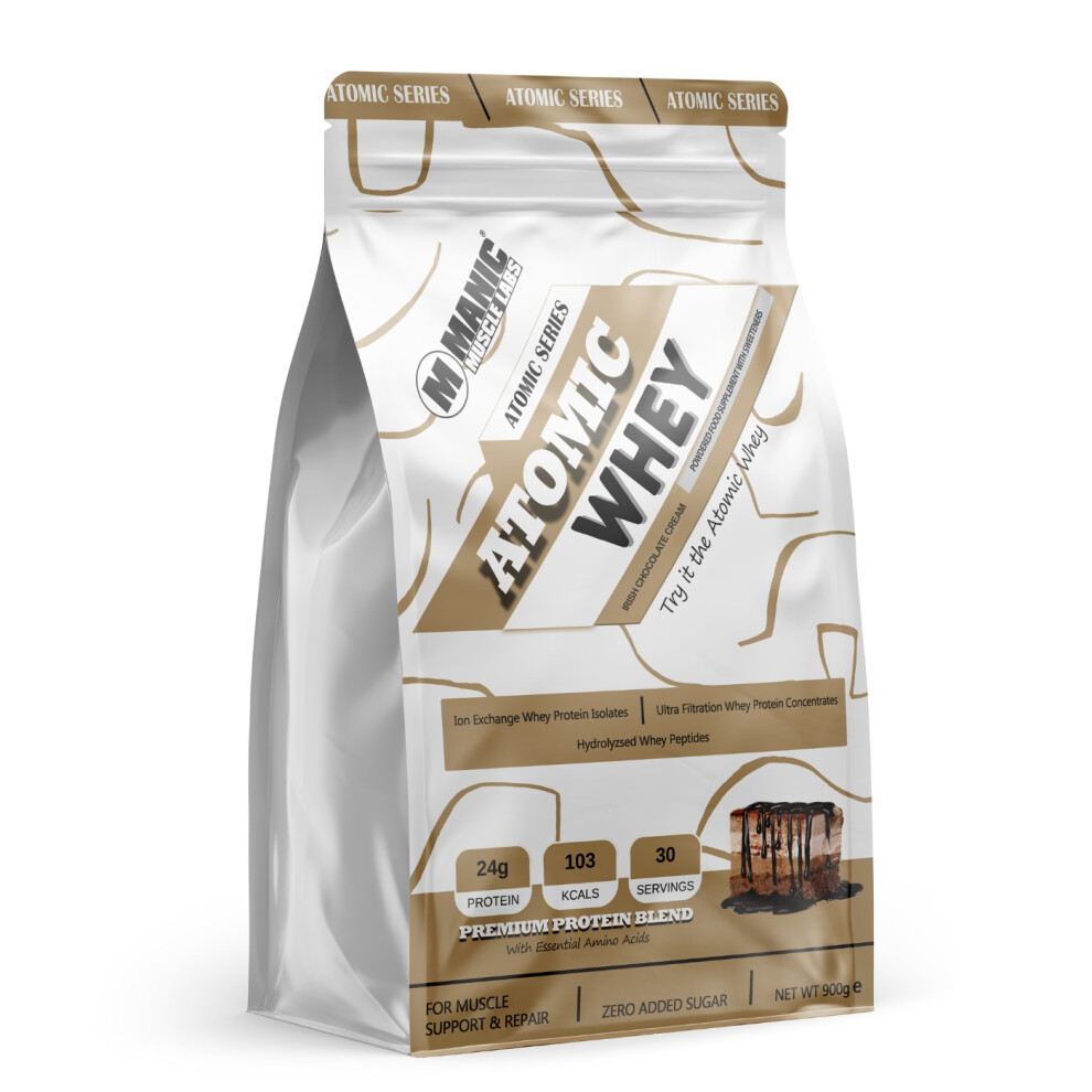 (Irish Chocolate Cream, 1 Pouch 900g) Atomic Premium Whey Protein Isolate Blend 900g