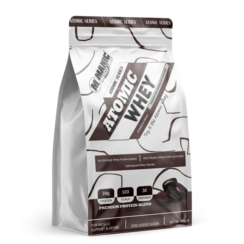 (Cookies & Cream, 2 Pouch 1.8kg) Atomic Premium Whey Protein Isolate Blend 900g