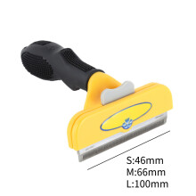 (Yellow L) Deshedding Pet Tool Cat Grooming Brush Dog Hair Shedding Remover Abs Material