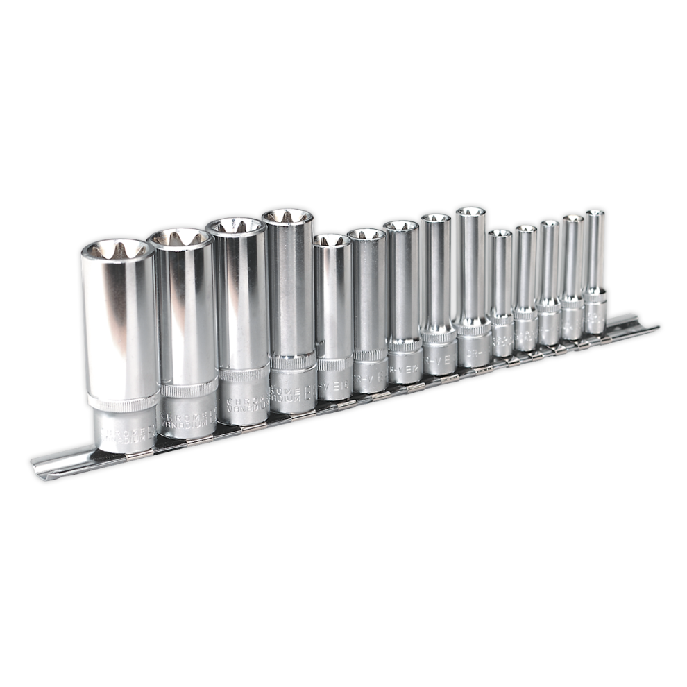 Sealey - Ak6114 Trx-Star* Socket Set 14Pc Deep 1/4", 3/8" & 1/2"Sq Drive E4-E24 Size 14