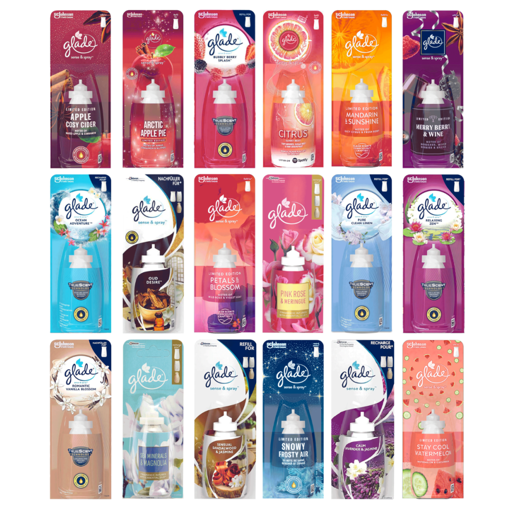 8 x Glade Sense and Spray Refill 18ml- Random Mix