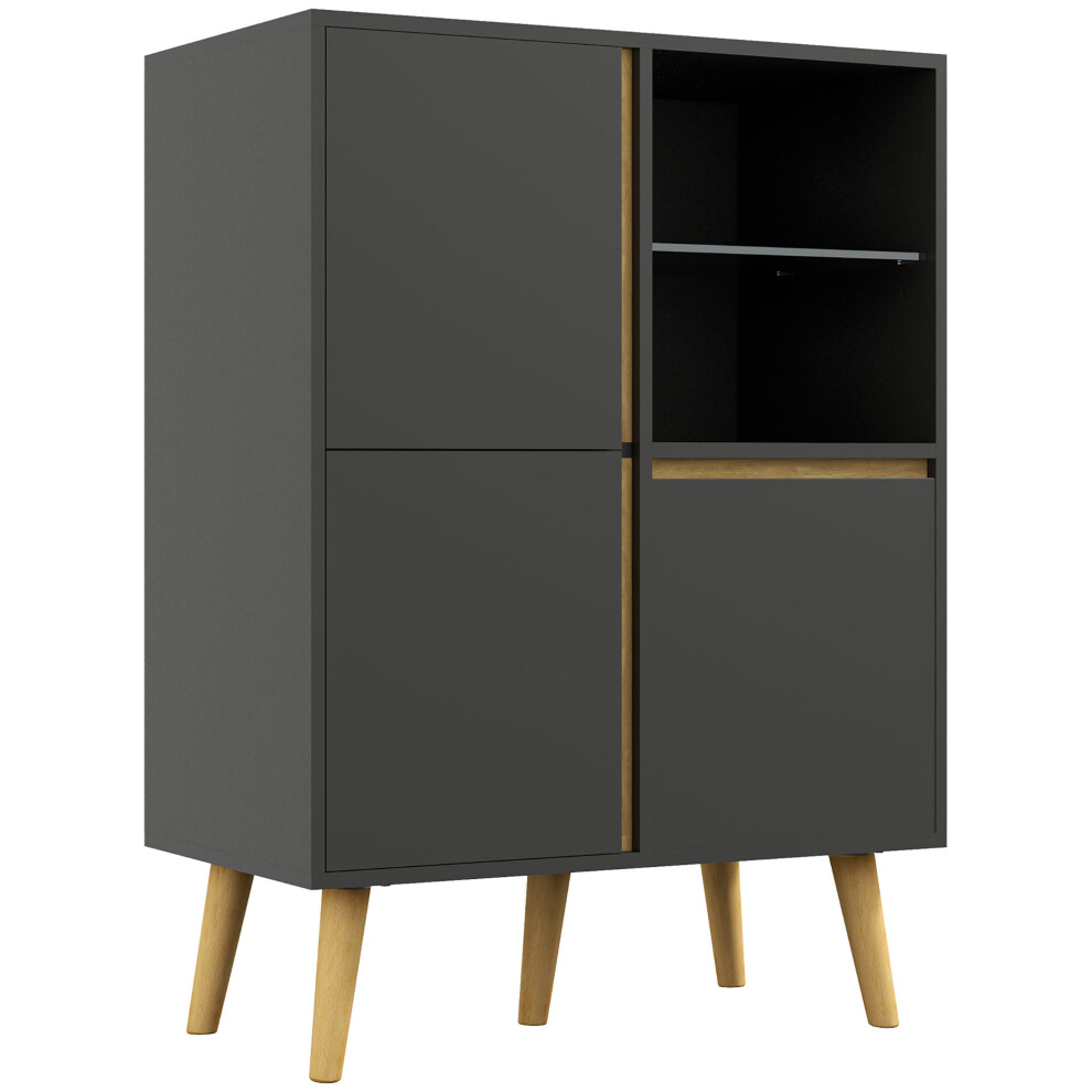 Storage Cabinet Sideboard With Tempered Glass Adjustable Shelves