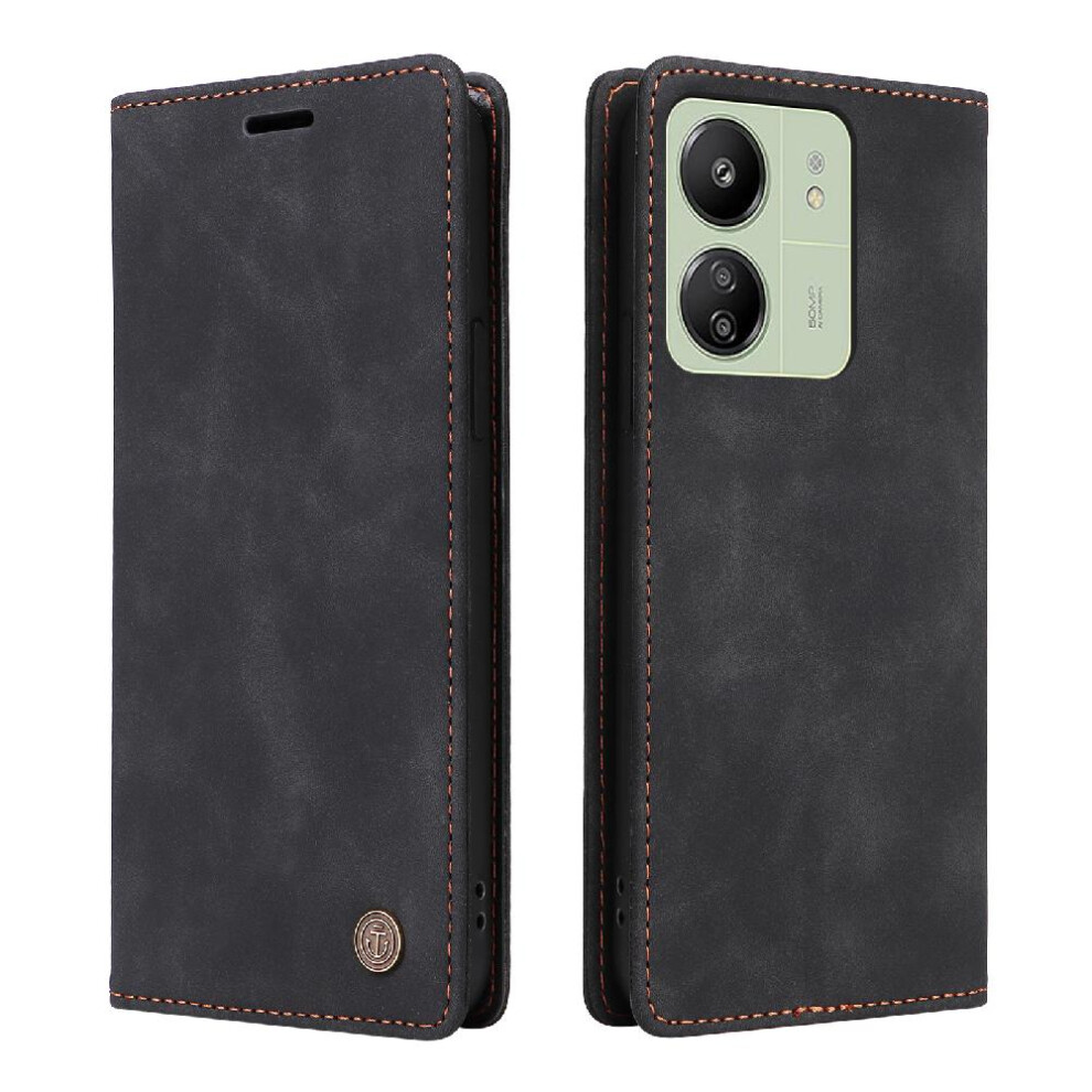 (Black) Flip Case For Xiaomi Redmi 13C Flip Cover Wallet Shockproof Simple Business Leather Case Black 764762737696