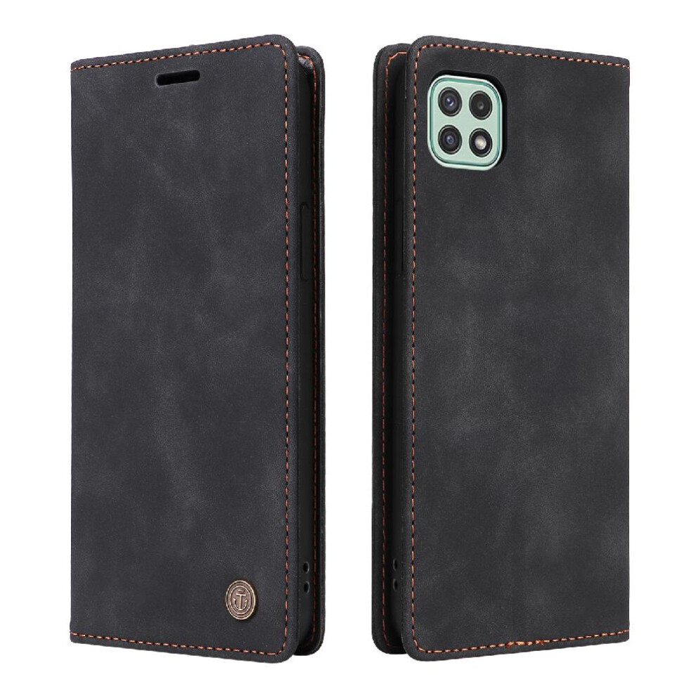 (Black) Flip Case For Samsung Galaxy A22 5G Shockproof Simple Business Wallet Flip Cover Leather Case Black 764762738297