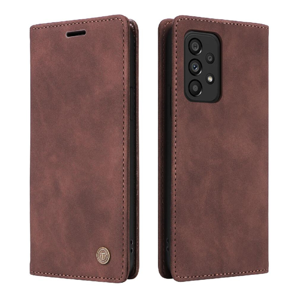 (Brown) Flip Case For Samsung Galaxy A32 5G Simple Business Leather Case Shockproof Wallet Flip Cover Brown 764762738471