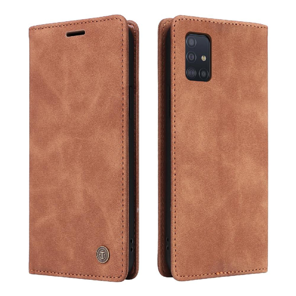 (Orange) Flip Case For Samsung Galaxy A51 Leather Case Wallet Shockproof Flip Cover Simple Business Orange 764762738730