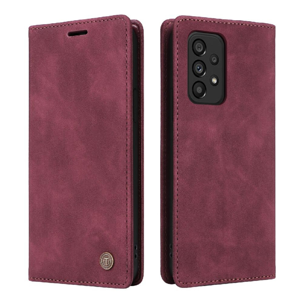 (Red) Flip Case For Samsung Galaxy A73 5G Simple Business Wallet Leather Case Flip Cover Shockproof Red 764762739065