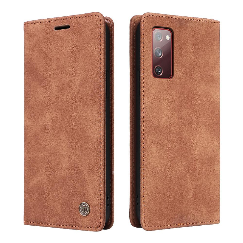 (Orange) Flip Case For Samsung Galaxy S20 Wallet Shockproof Leather Case Flip Cover Simple Business Orange 764762739683