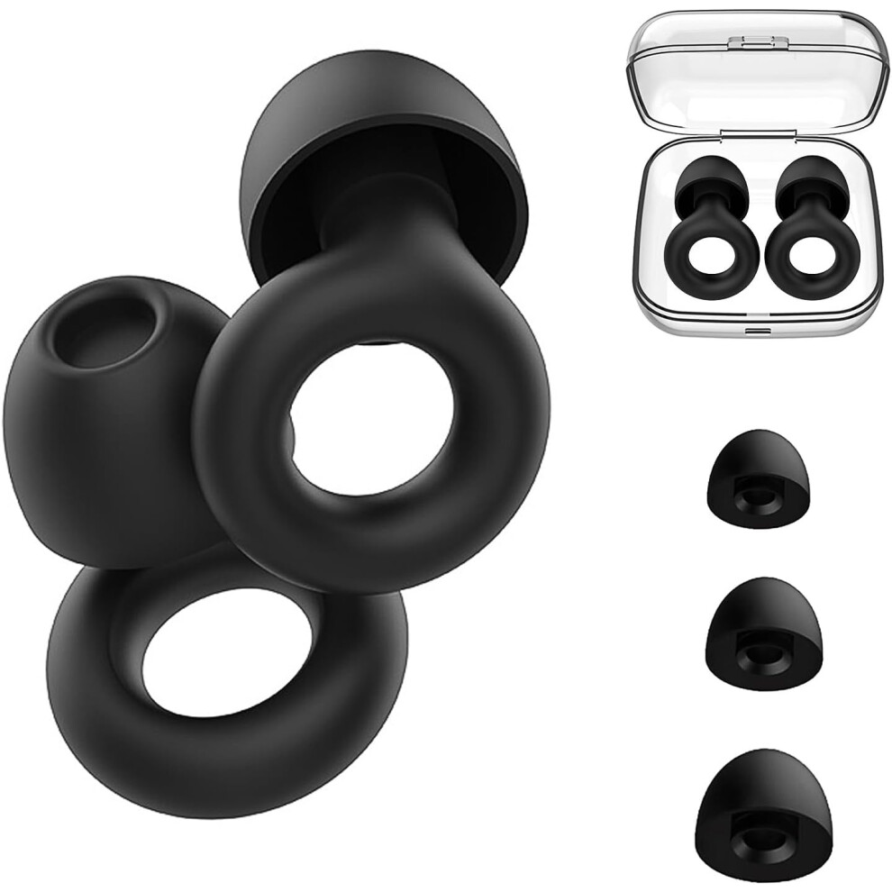 (Black) Earplugs For Sleep, Reusable Soft Silicone Earplugs For Hearing Protection 6959949935376