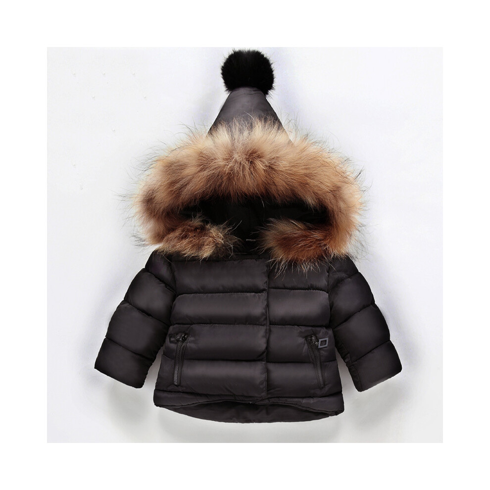 (Black, 1-2Years) Baby Kids Boy Girls Coat Jacket Padded Puffer Warm