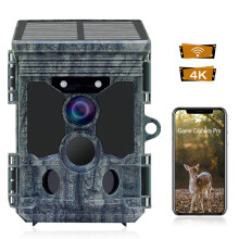 (Camera) 46MP image 4K Video Solar Panel Powered WiFi Infrared Wildlife Hunting Trail Game Camera Waterproof for Wildlife Monitoring