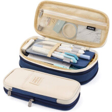 (Blue) Large capacity pencil case Large storage High capacity bag