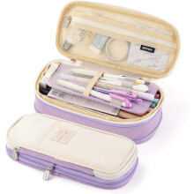 (Purple) Large capacity pencil case Large storage High capacity bag