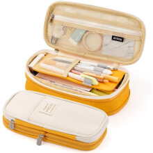 (Yellow) Large capacity pencil case Large storage High capacity bag