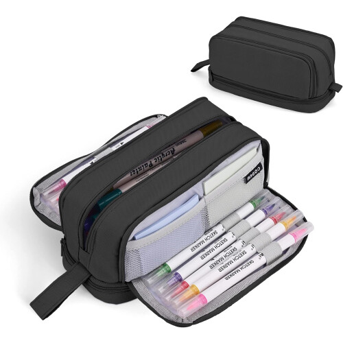 (Dark Blue) Pencil case Large capacity Girls pencil case Multifunctional pen case 1