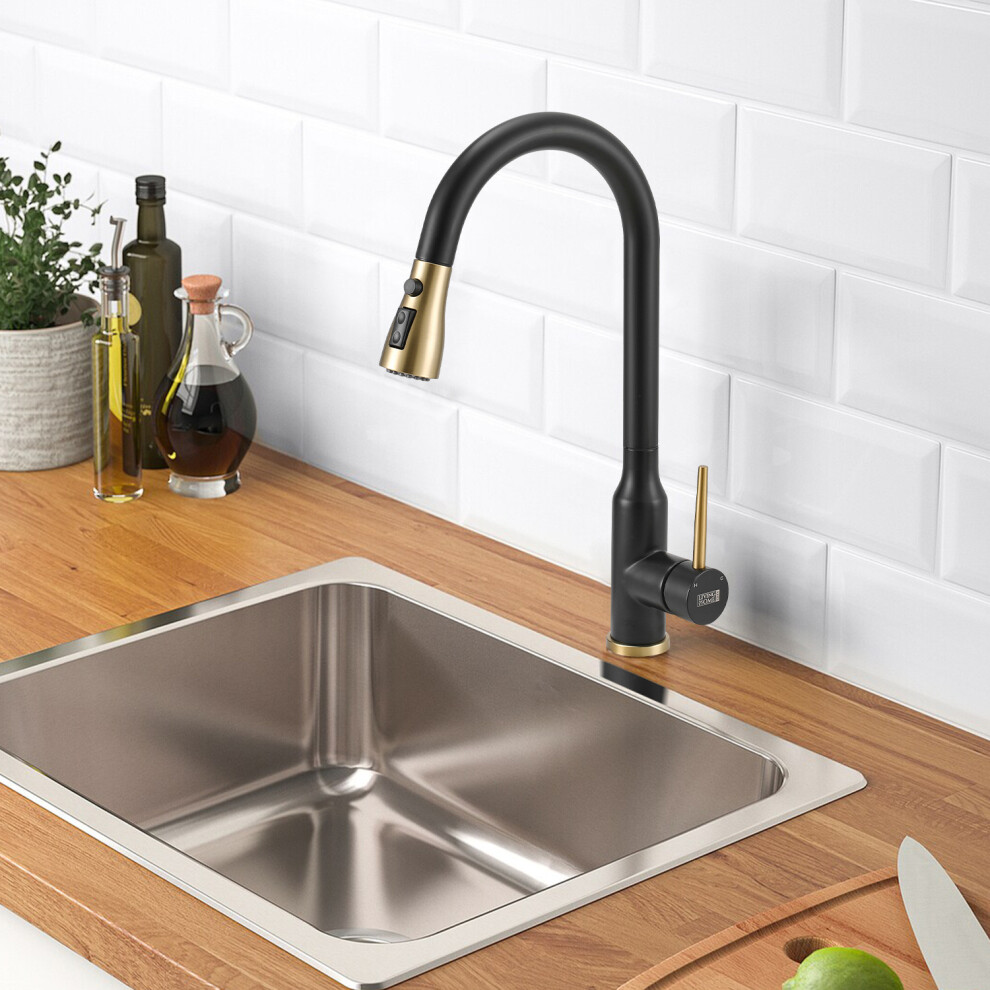 (Black) Retractable Pull-down Kitchen Faucet