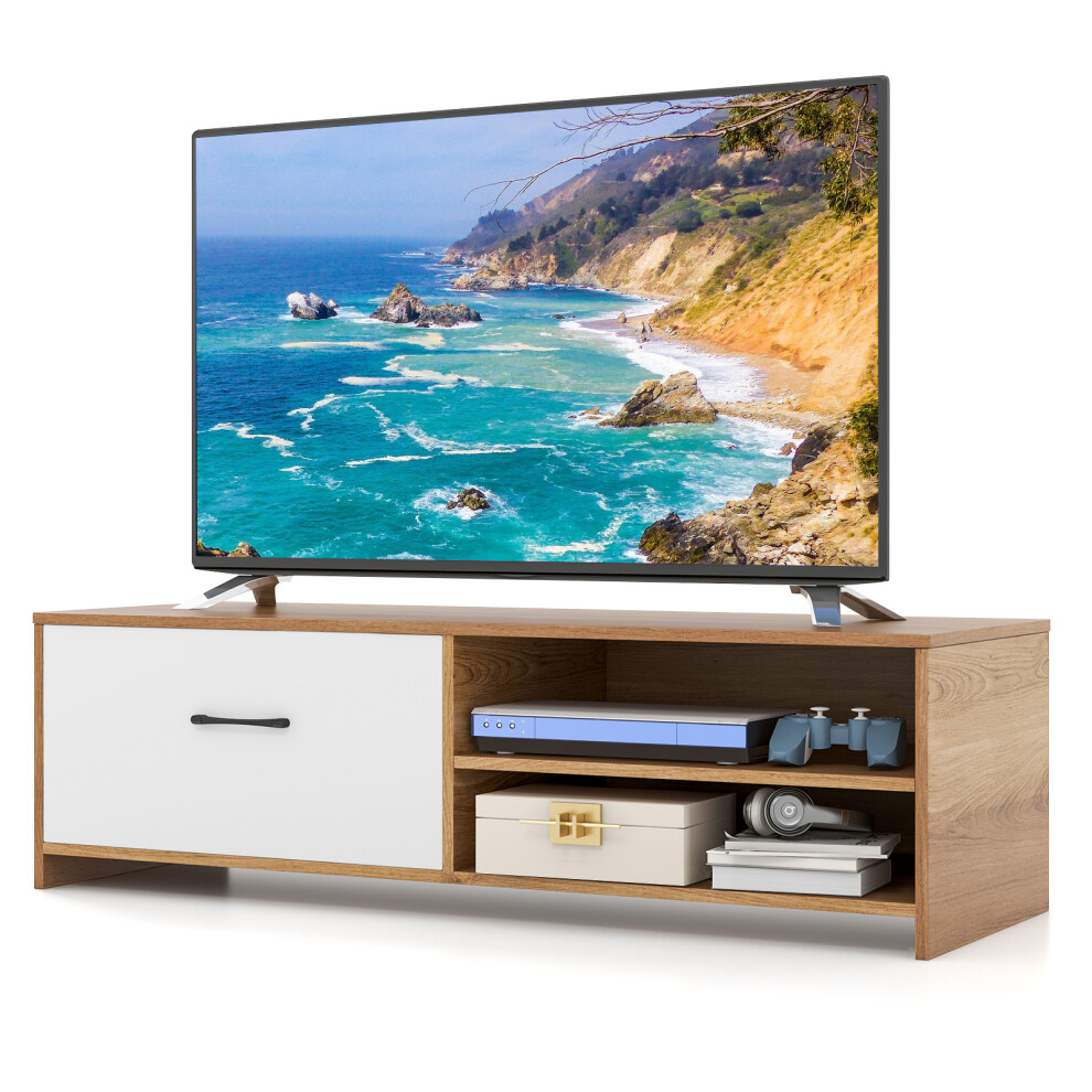 TV Stand for 55-Inch TV Console Table W/Open Shelf & Drawer (Natural)