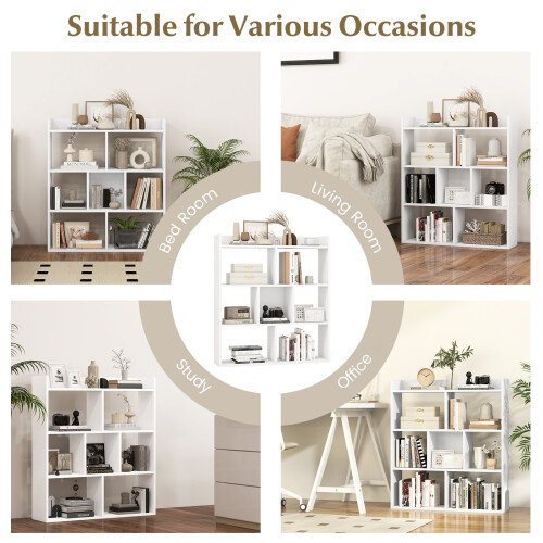 Costway 7-Cube Wooden Bookshelf Open Display Shelf Organizer Rack (80 x 90 cm) 1