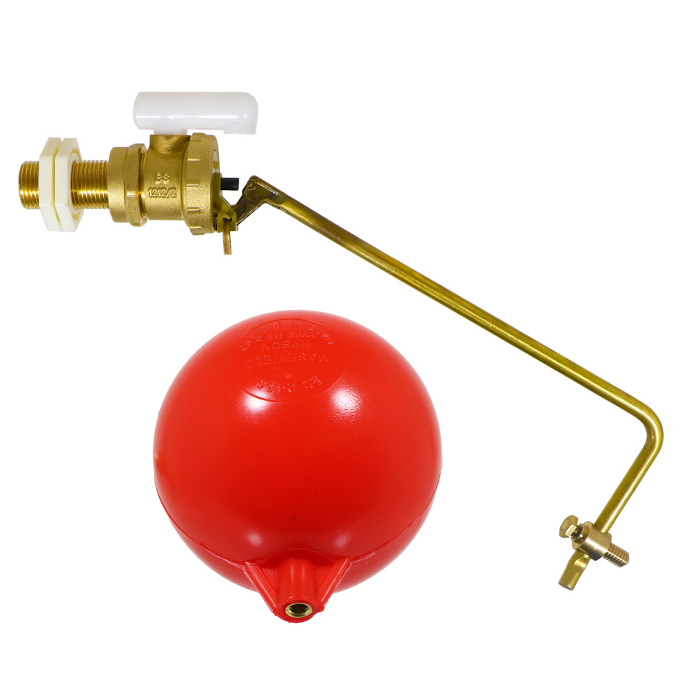 1/2" Part 2 Valve Low Pressure Side Entry Toilet Cistern Ballcock + 4 1/2" Ball Float Kit