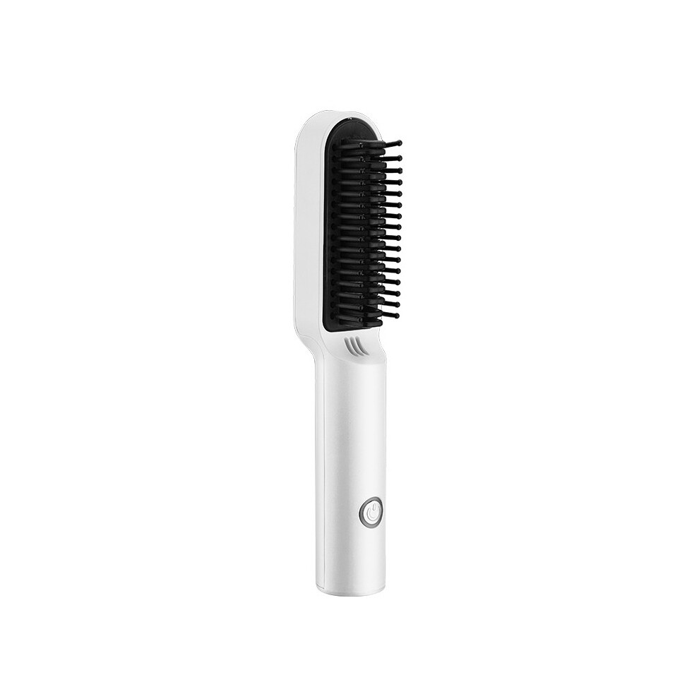 Goplushtoy White (White) Hair Straightener Comb Electric Ceramic Straightening Brush Portable Rechargeable Household