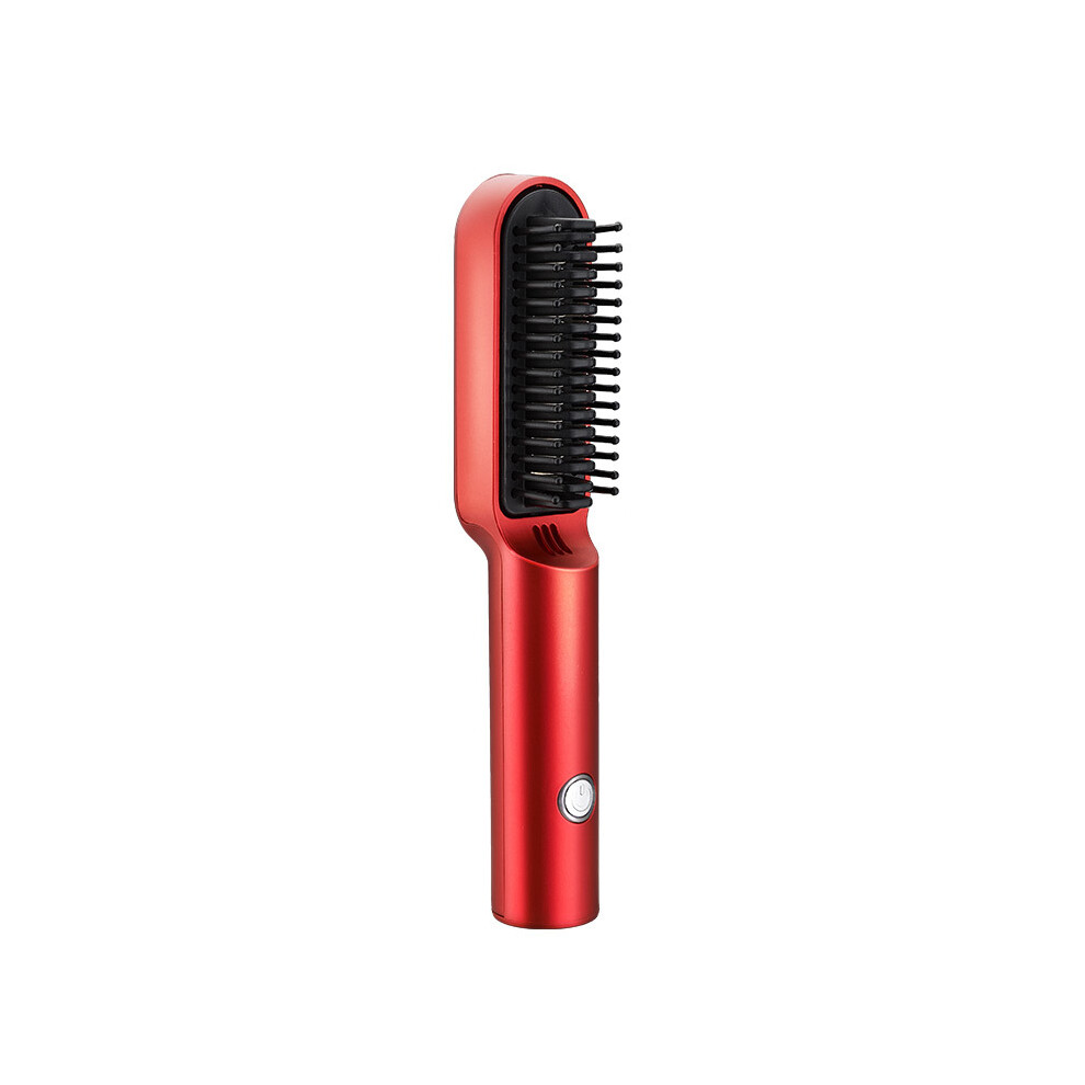Goplushtoy Red (Red) Hair Straightener Comb Electric Ceramic Straightening Brush Portable Rechargeable Household