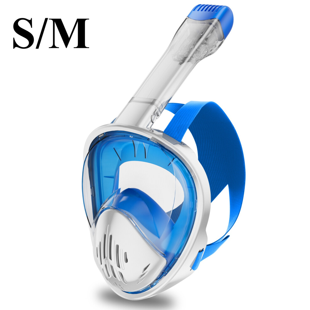 (White Blue, S/M) Snorkel Mask