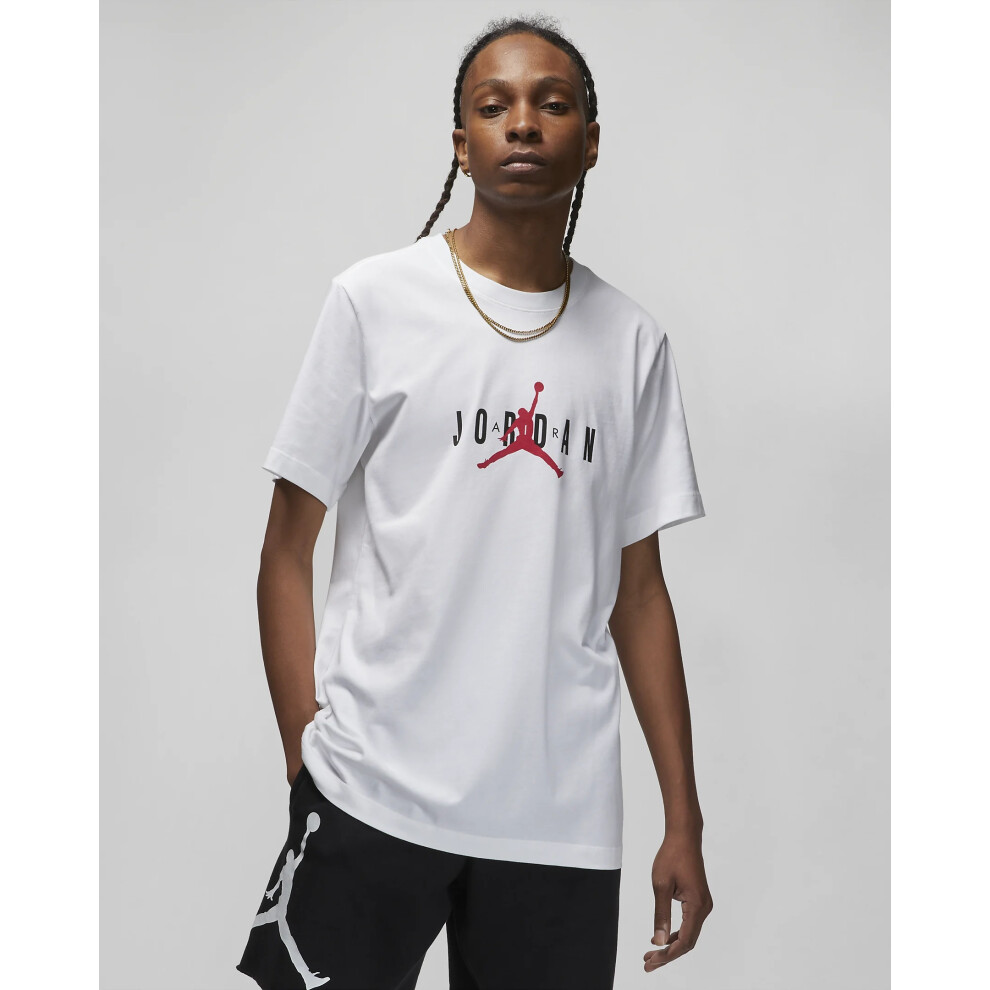 (S, White) Men's Nike Air Jordan Stretch T-Shirt Crew Neck