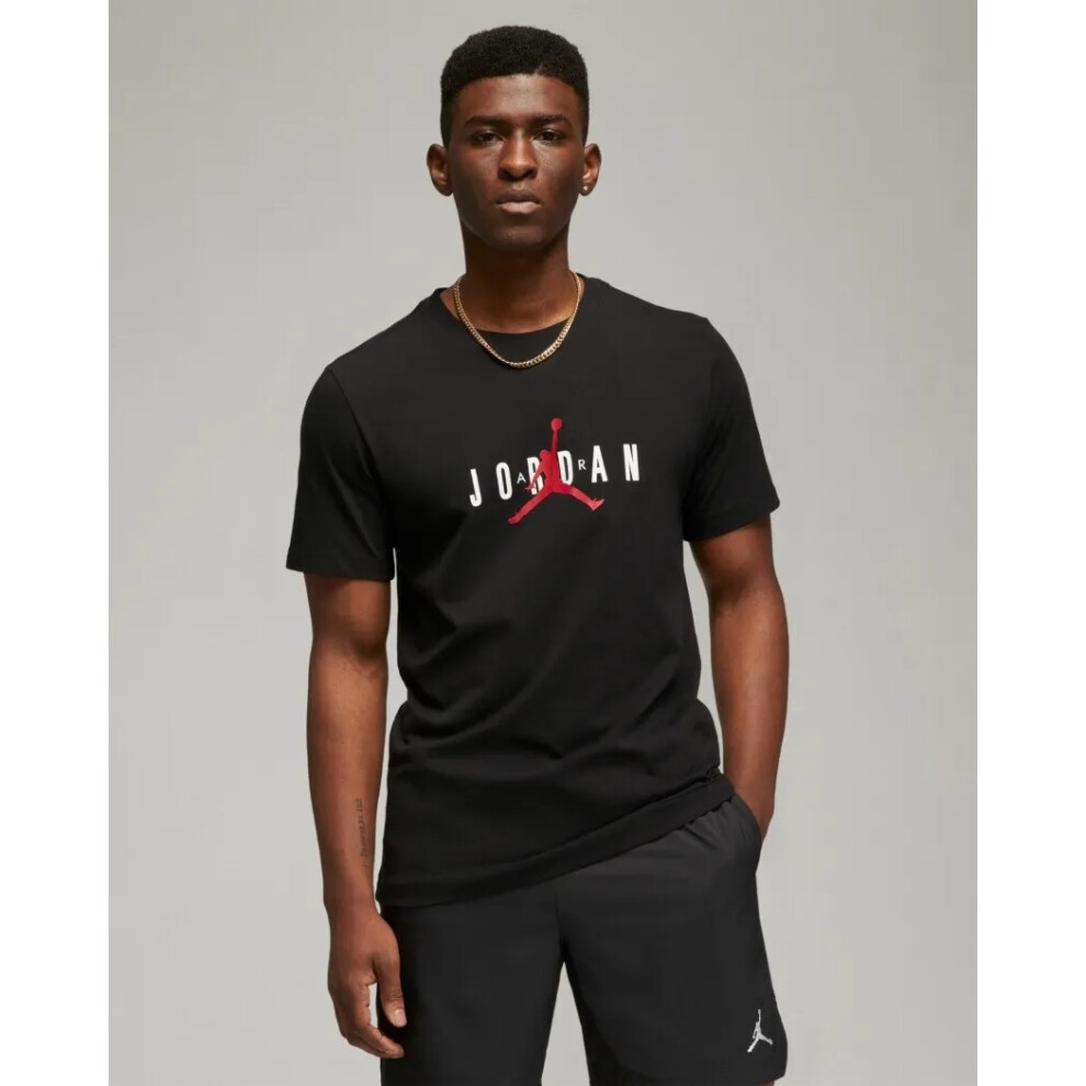 (S, Black) Men's Nike Air Jordan Stretch T-Shirt Crew Neck