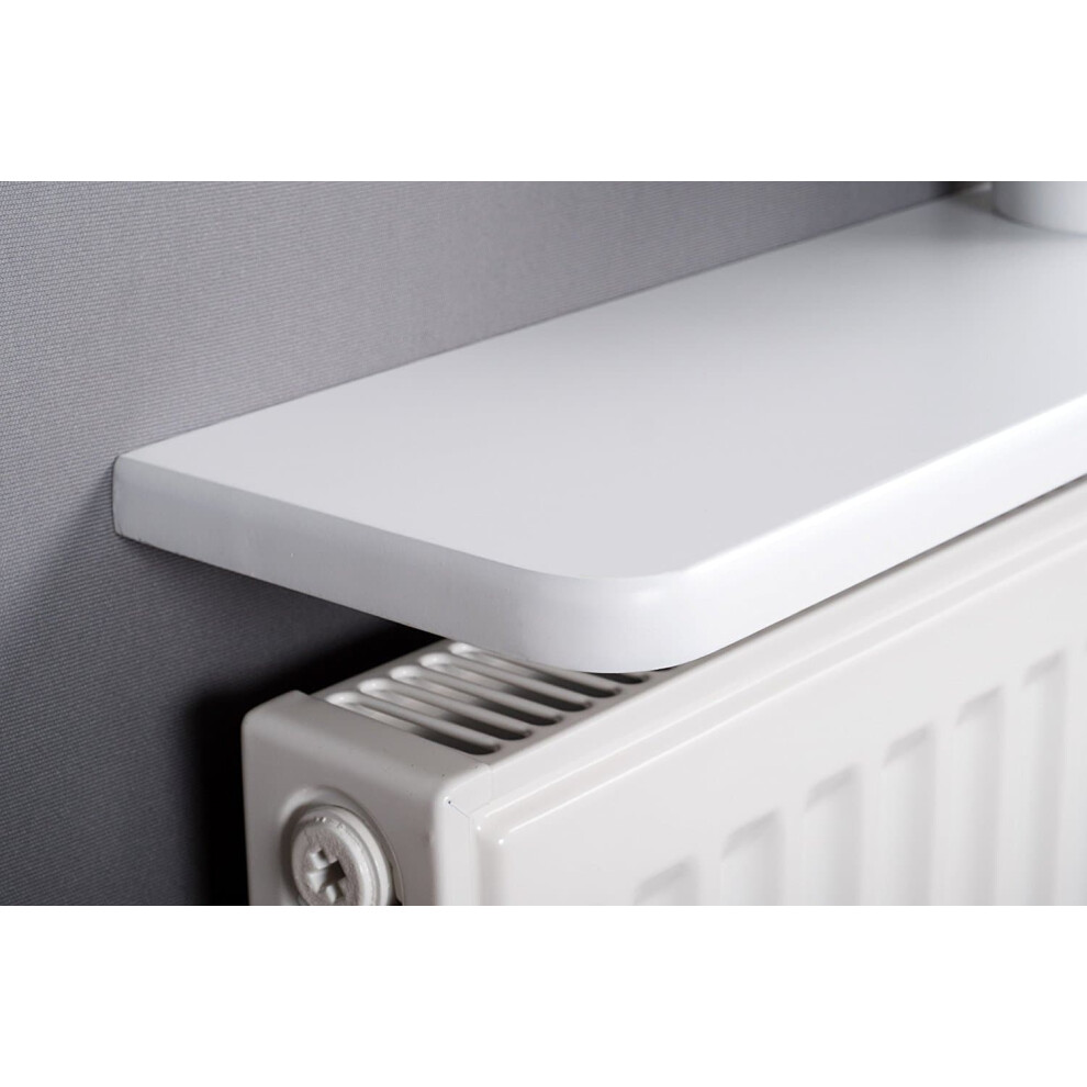 Rounded Radiator Shelf | Satin White | 120x15x1.8cm