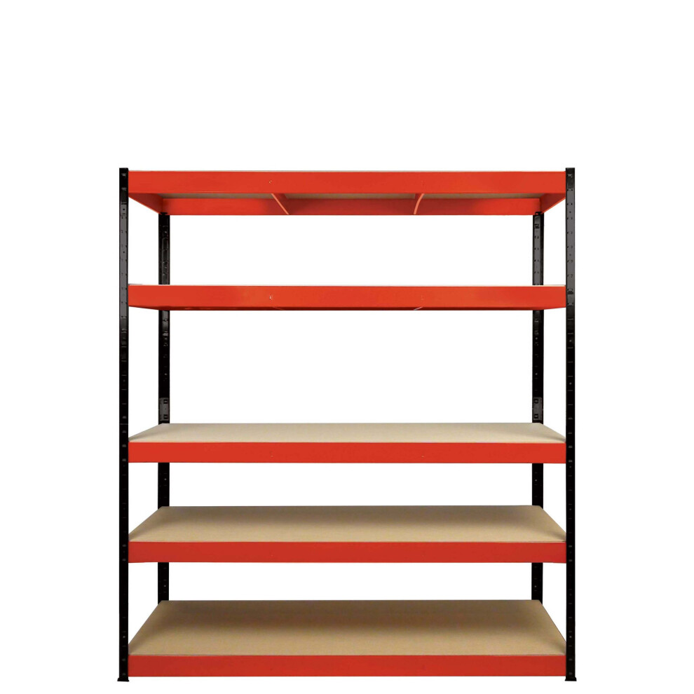 Boss Shelf Kit 5 Wood Shelves Red/Black (H)180X(W)90X(D)30Cm 5060846244575