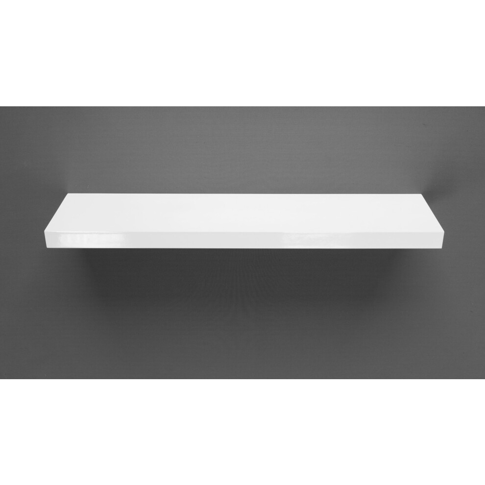 Gloss White Floating Shelf 80X20x3.8cm 5060846244599