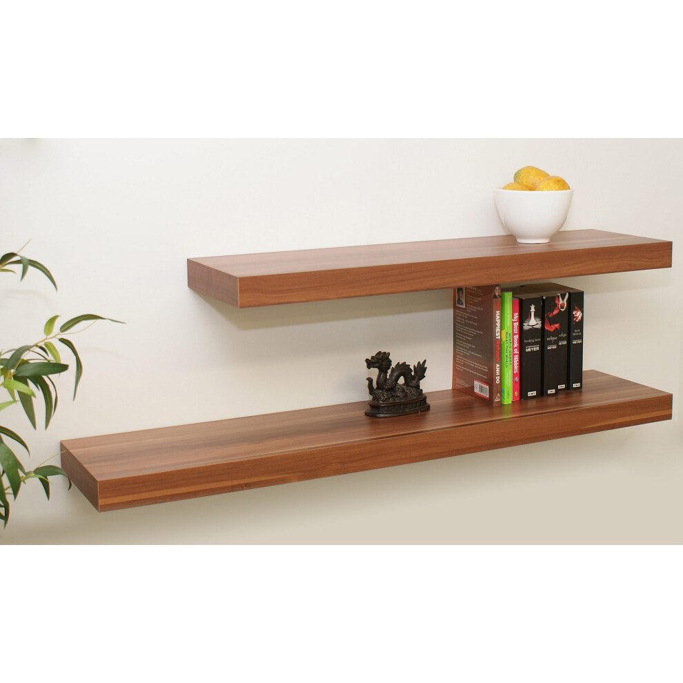 Floating Shelves Walnut 115 & 90X25x5cm Double Deal ! 5060846246630