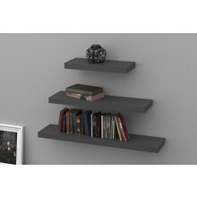 Floating shelves Stone Grey triple deal 115x25x5cm,90x25x5cm,57x25x5cm
