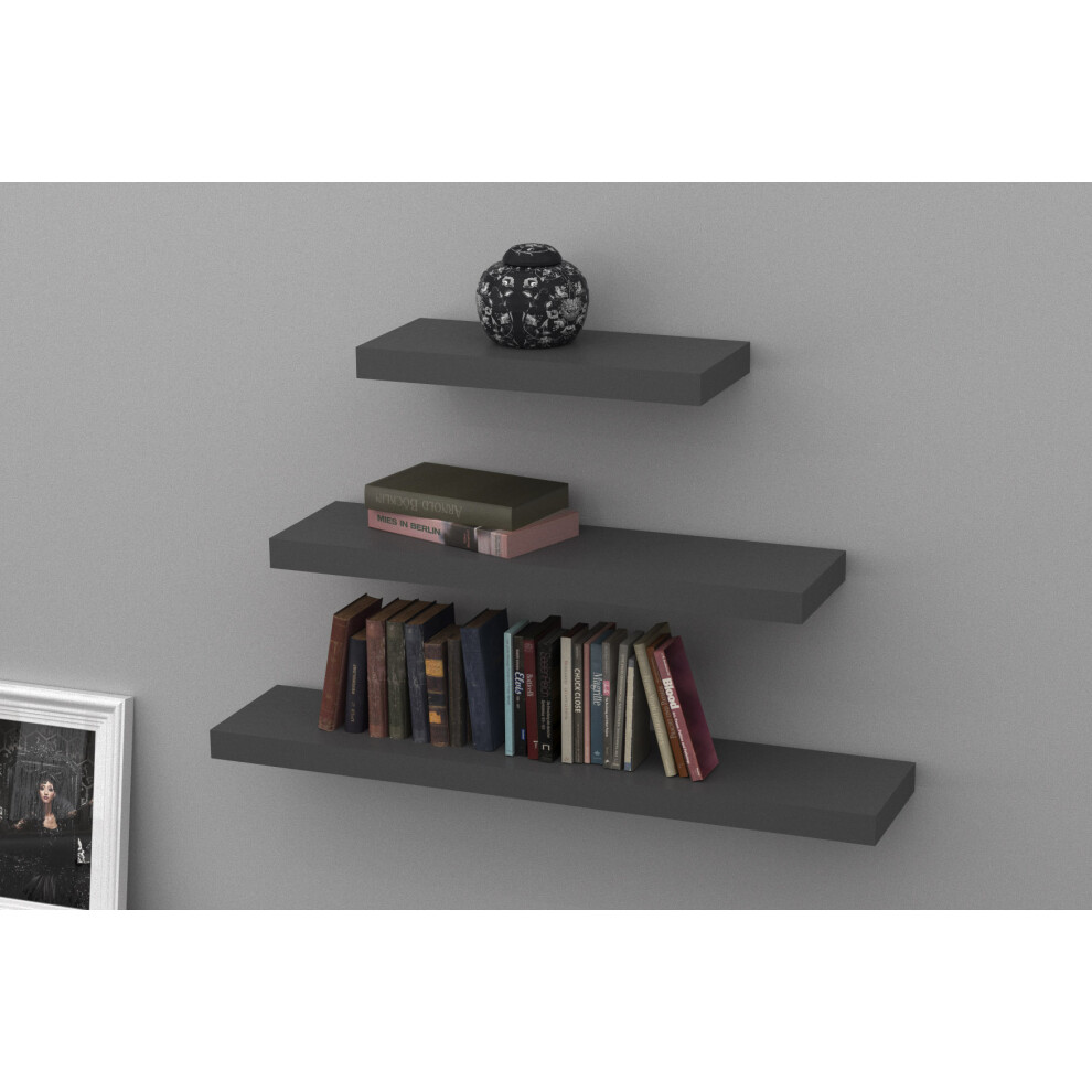 Floating Shelves Stone Grey Triple Deal 115X25x5cm,90X25x5cm,57X25x5cm 5060846246609