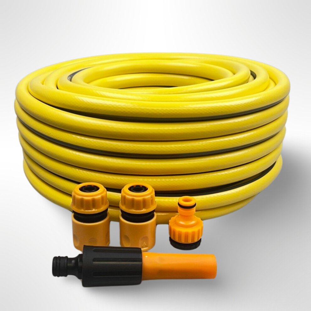 (100 Metre, Yes) DBL MAX Garden Hose Pipe Premium Yellow Reinforced