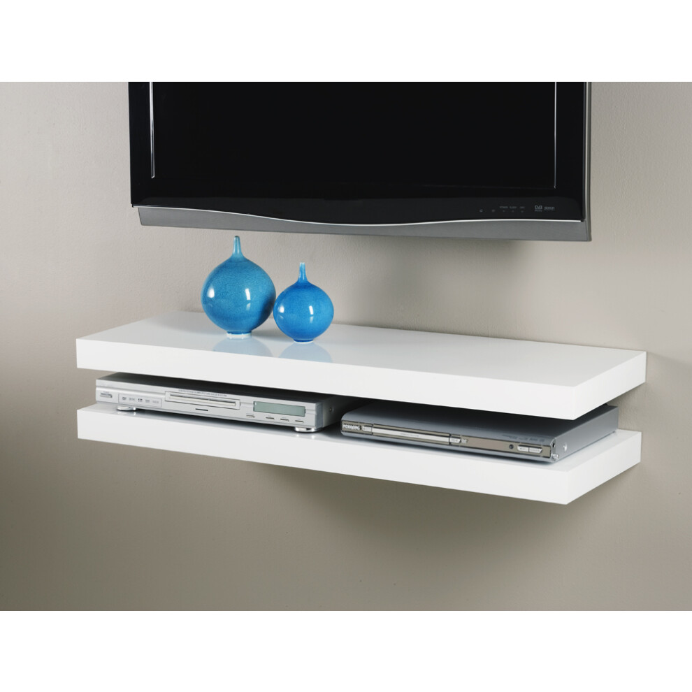 Gloss White Media Floating Shelf Kit 90X30x5cm Double Deal ! 5060846246678