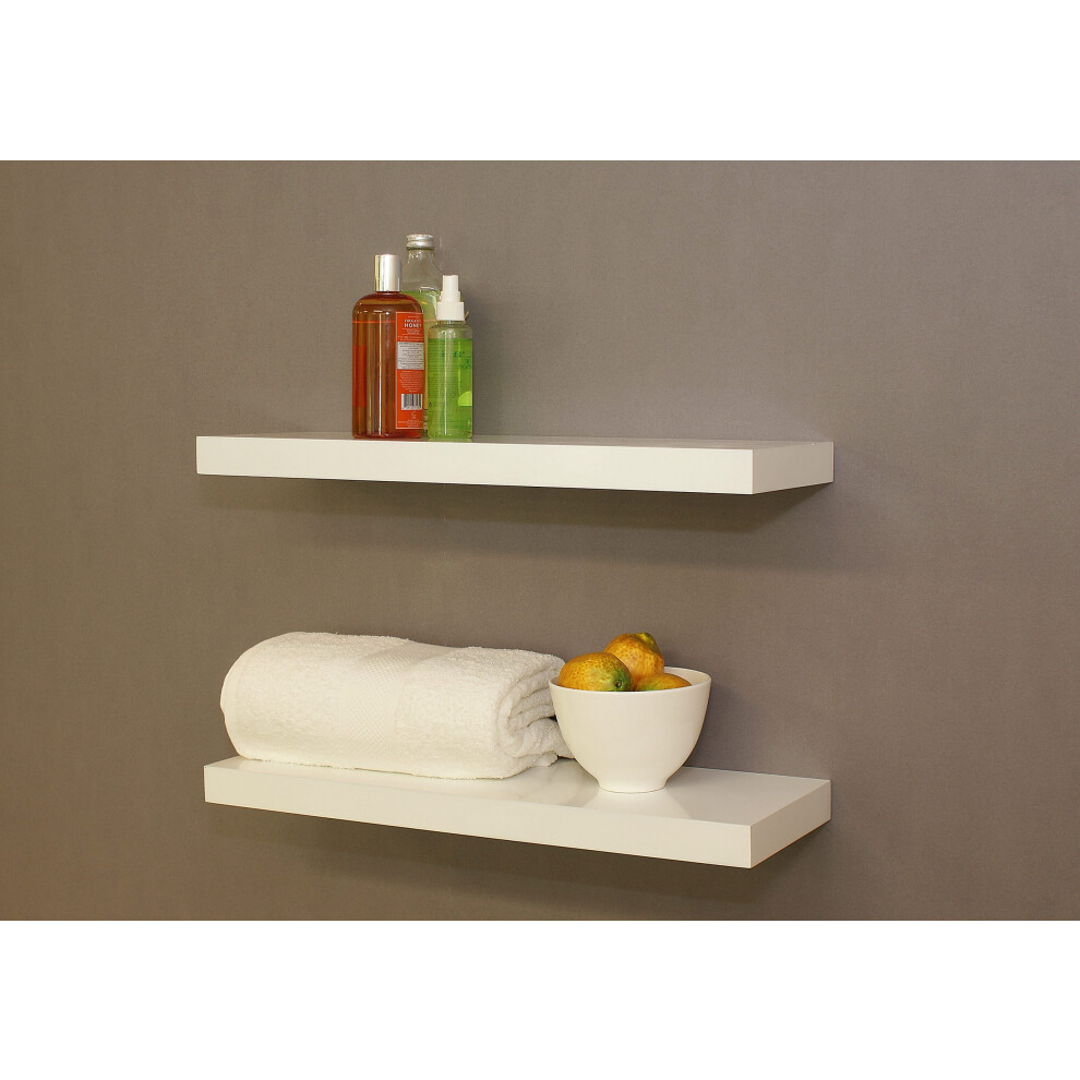 Gloss White Floating Shelves Double Deal 60X20x3.8cm 5060846246579