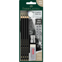 Faber-Castell PITT 2B 6B 10B 14B, Matt Graphite, 3 Pencils