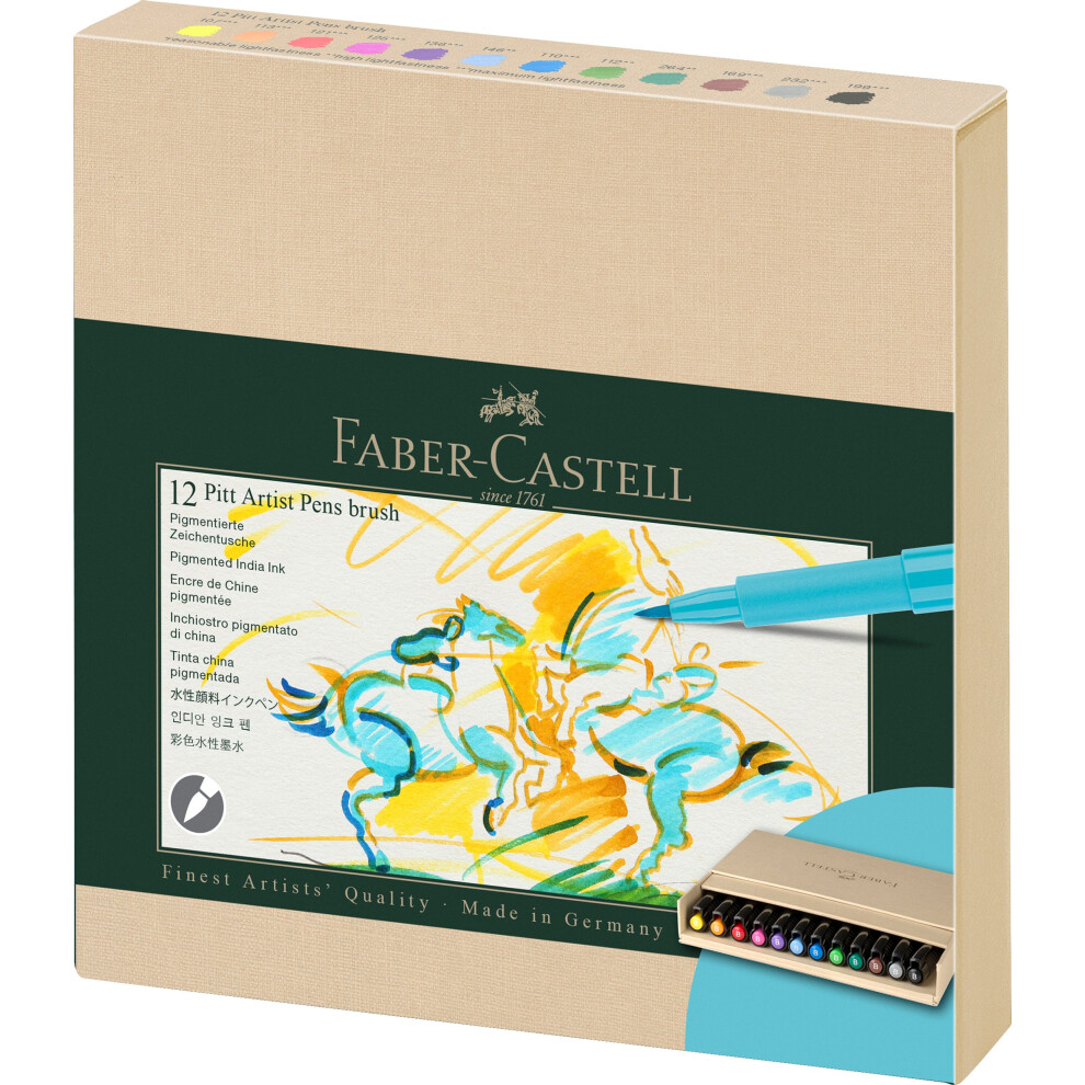 Faber-Castell PITT Artist Pen, Multicoloured, Studio Box Of 12