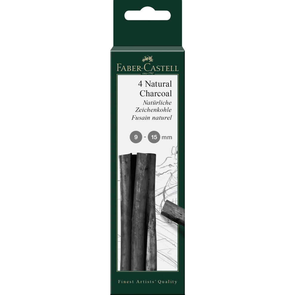 Faber-Castell Art & Graphic Pitt Natural Charcoal Stick, Charcoal, 9-15mm, For Art, Craft, Drawing, Sketching, Home, School, University, Colouring