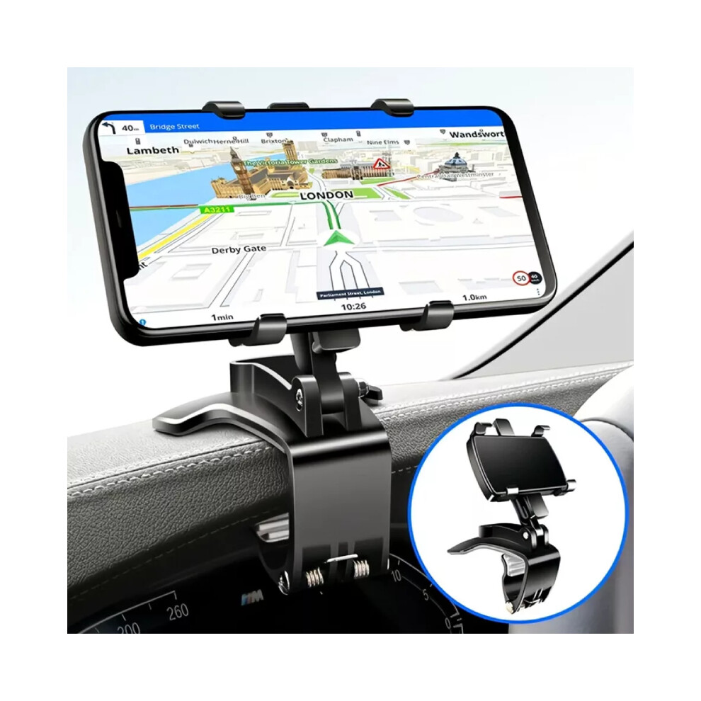 Dashboard 360 Clamp Mobile Car Phone Holder Mount Stand Cradle Portable Black