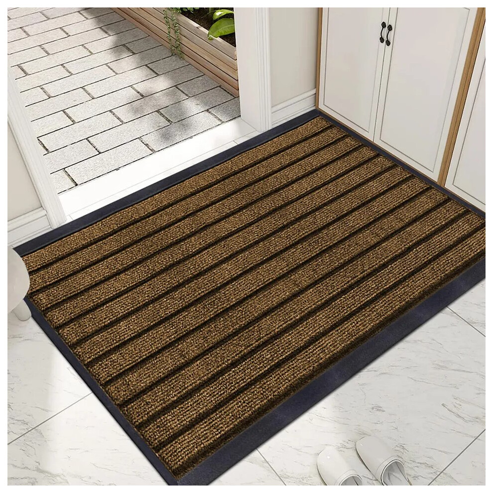 (Brown, 60x90) Non Slip Mats PVC Rubber Door Mat Kitchen Hallway Runner & Bath Mats