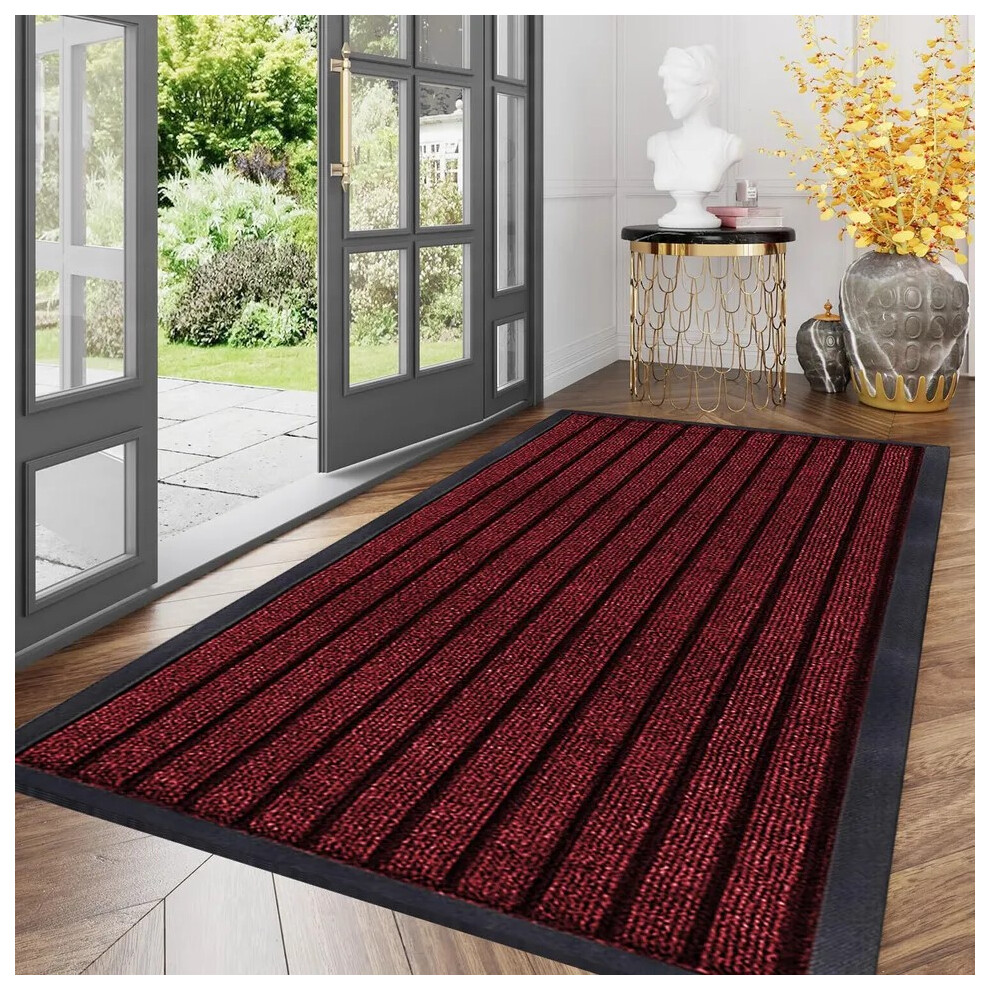 (Red, 80x150) Non Slip Mats PVC Rubber Door Mat Kitchen Hallway Runner & Bath Mats