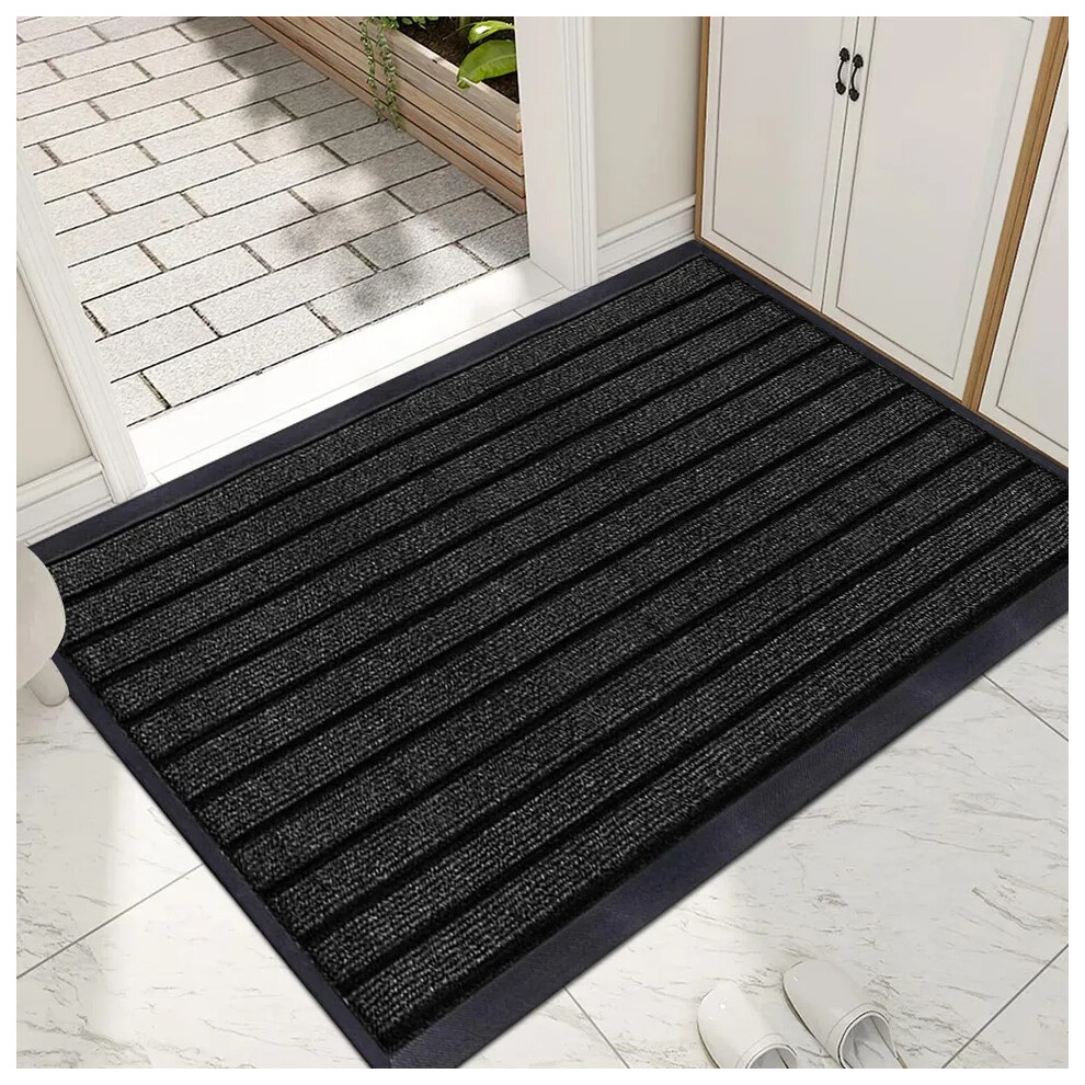 (Black, 60x90) Non Slip Mats PVC Rubber Door Mat Kitchen Hallway Runner & Bath Mats