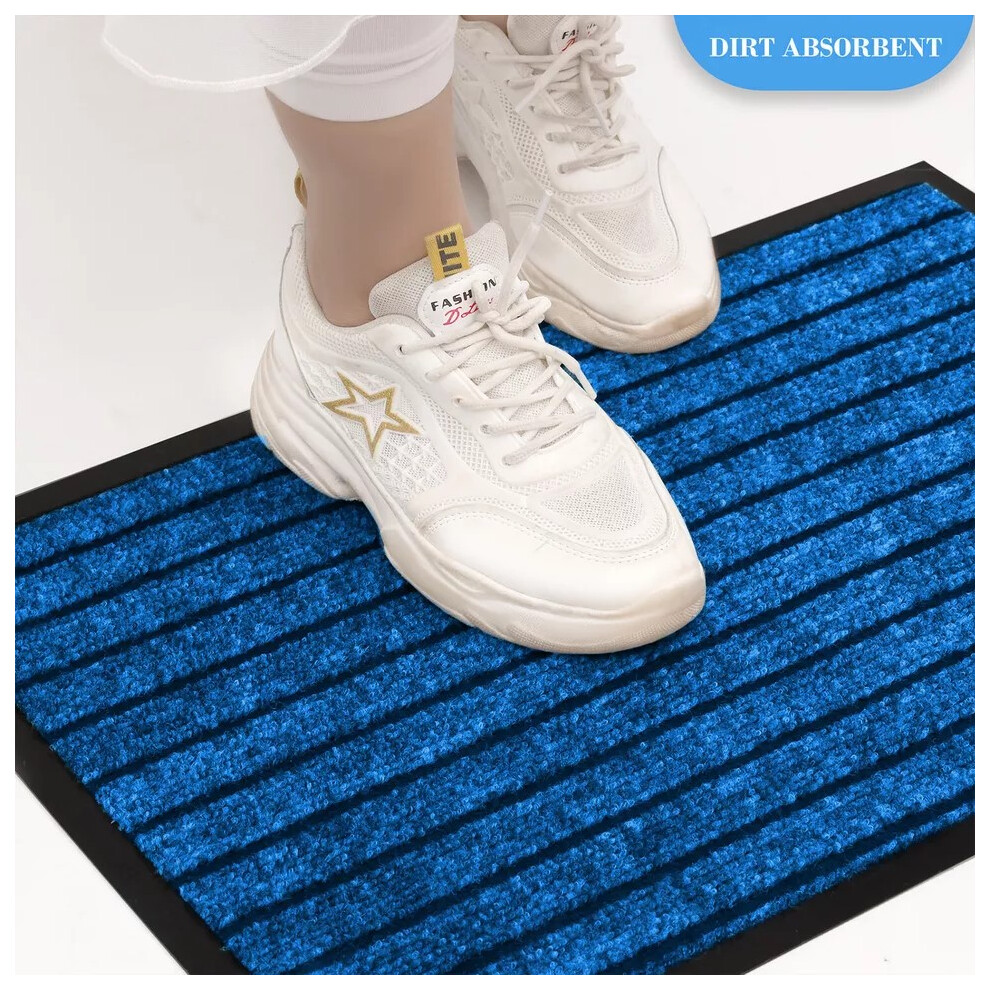 (Blue, 40x60) Non Slip Mats PVC Rubber Door Mat Kitchen Hallway Runner & Bath Mats