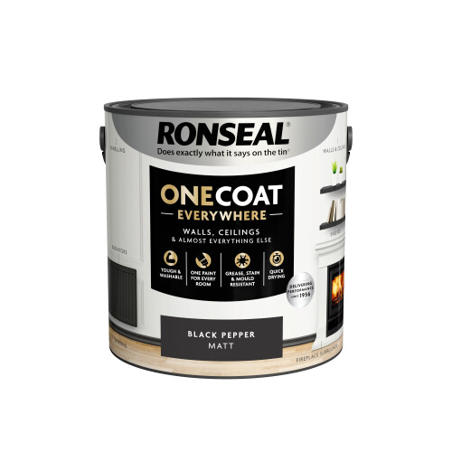 Ronseal (Black Pepper) Ronseal One Coat Everywhere Matt Paint 2.5L 2