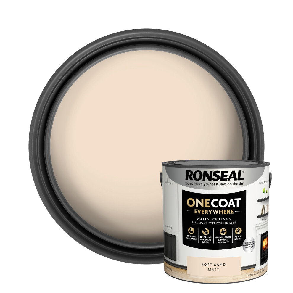 (Soft Sand) Ronseal One Coat Everywhere Matt Paint 2.5L