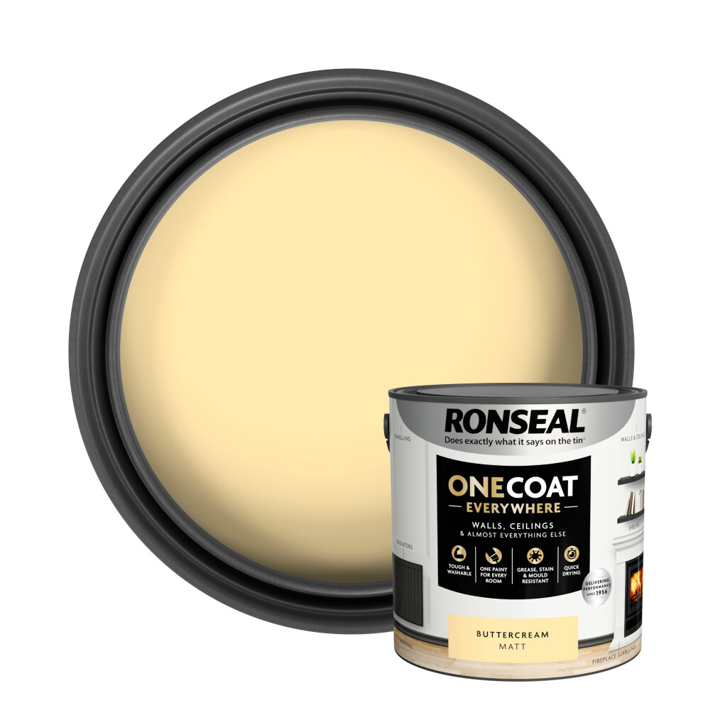 Ronseal (Buttercream) One Coat Everywhere Matt Paint 2.5L
